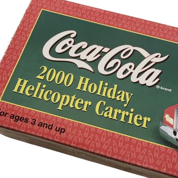 Coca-Cola Toy 2000 Holiday Helicopter Carrier 15in Red Retro Working Lights NIB - Picture 2 of 3